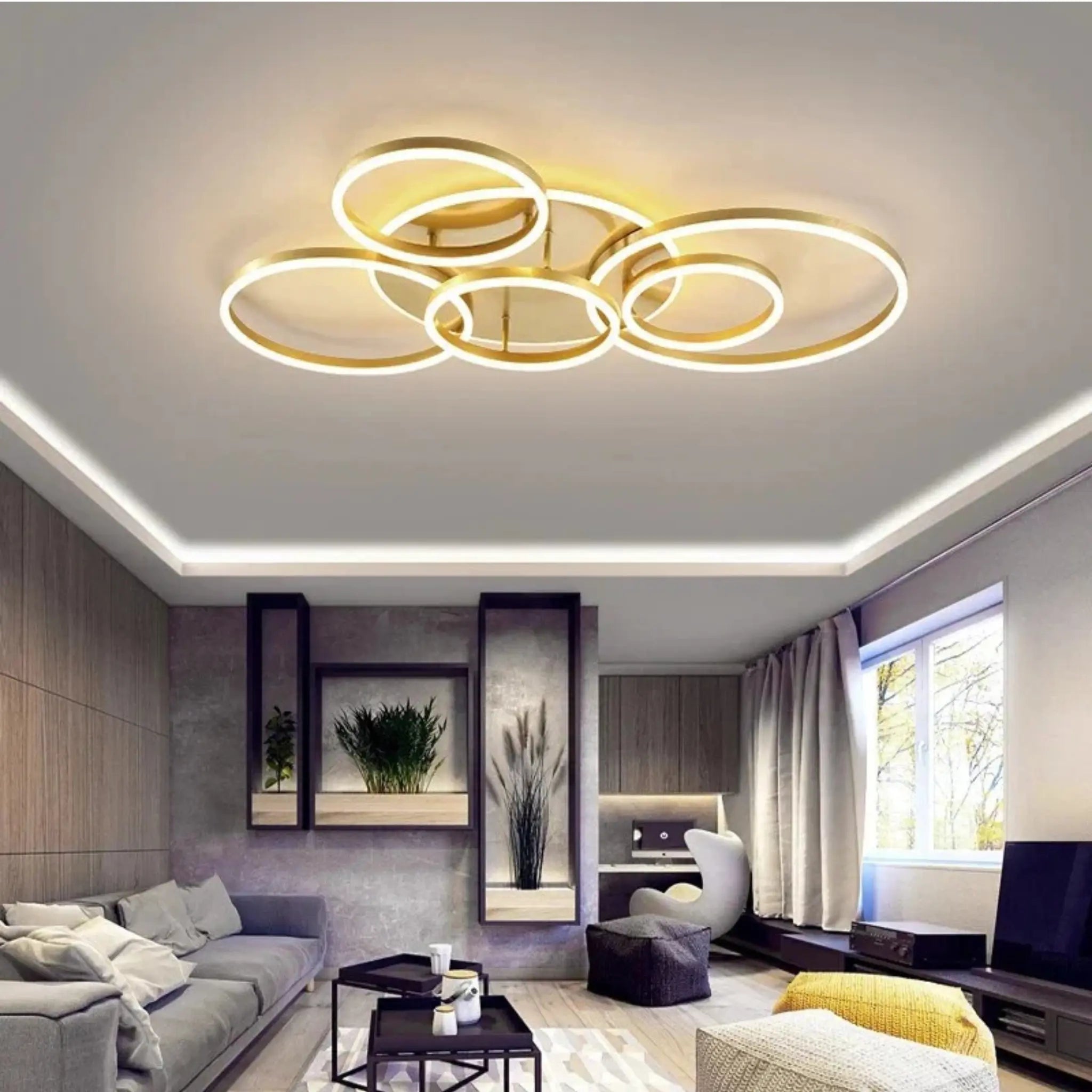 Moderne Deckenleuchte gold, 5- oder 6-teilig