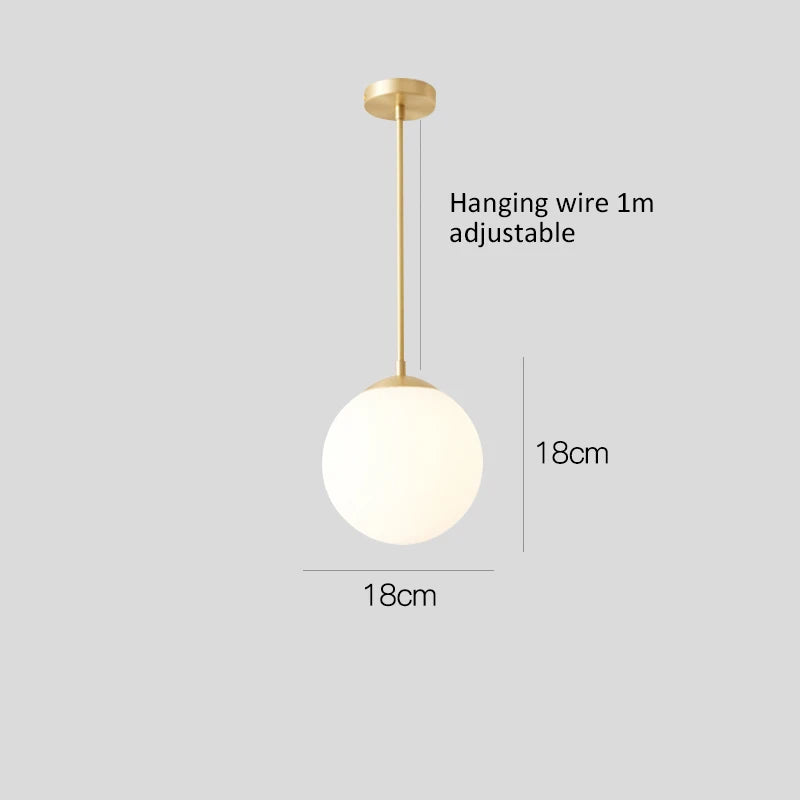 Pendelleuchte mit Milchglas und schwarzem oder goldenem Kabel | Flora