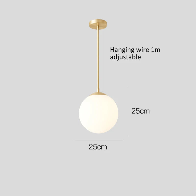 Pendelleuchte mit Milchglas und schwarzem oder goldenem Kabel | Flora