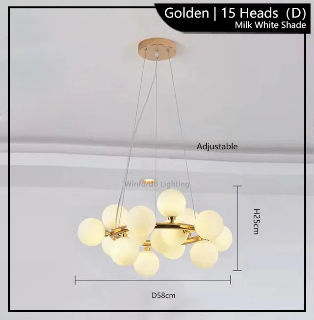 Pendelleuchte Wohnzimmer oder Schlafzimmer Glühbirnen Gold | Flora