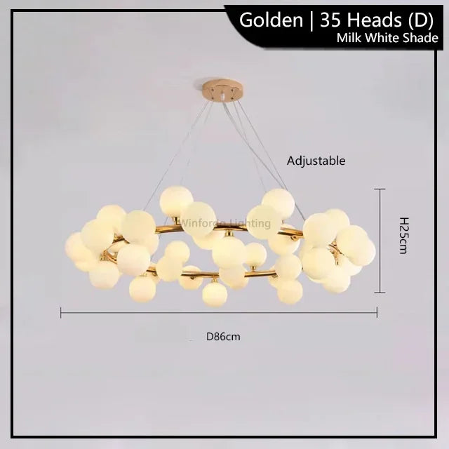 Pendelleuchte Wohnzimmer oder Schlafzimmer Glühbirnen Gold | Flora