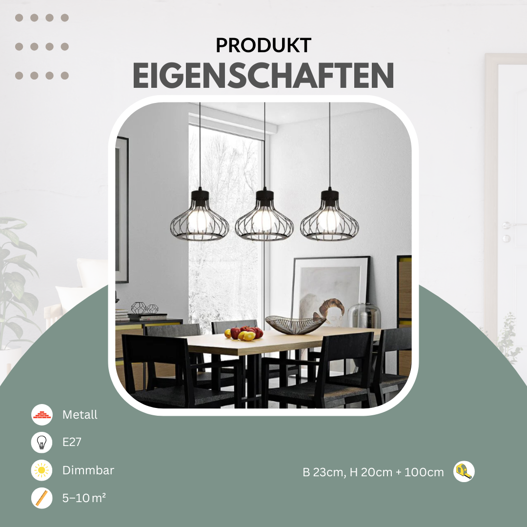 Industrielle Pendelleuchte Schwarz | Luminara