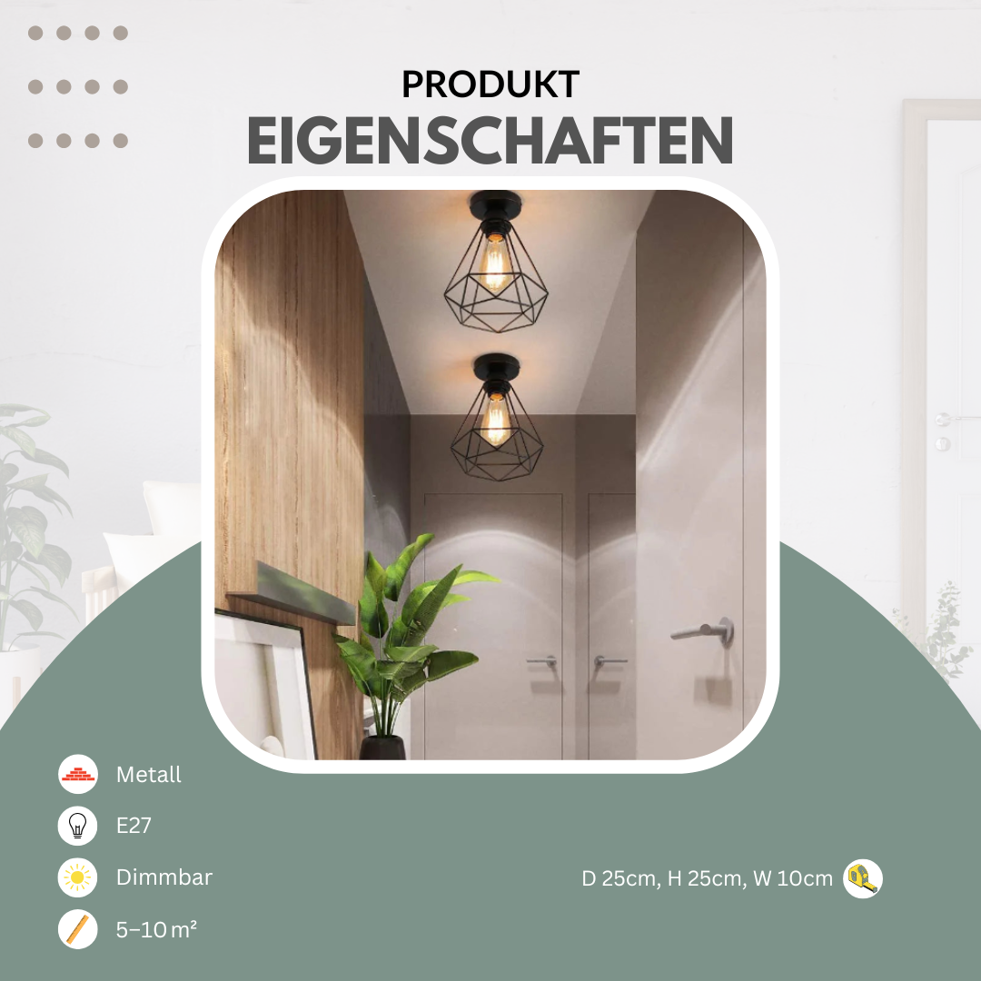 Deckenleuchte Flur, Industrial | Luminara