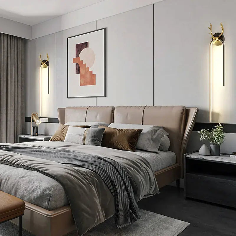 Hirsch Wandleuchte, schwarz und gold | Vitalis