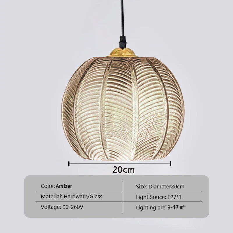 Pendelleuchte Glas mit Blatt | Vitrum