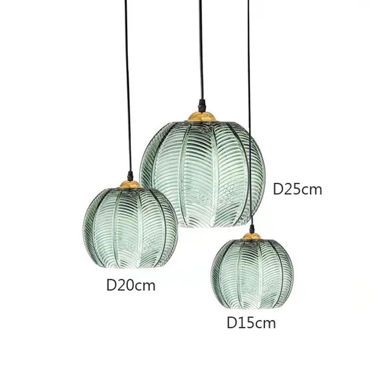 Pendelleuchte Glas mit Blatt | Vitrum