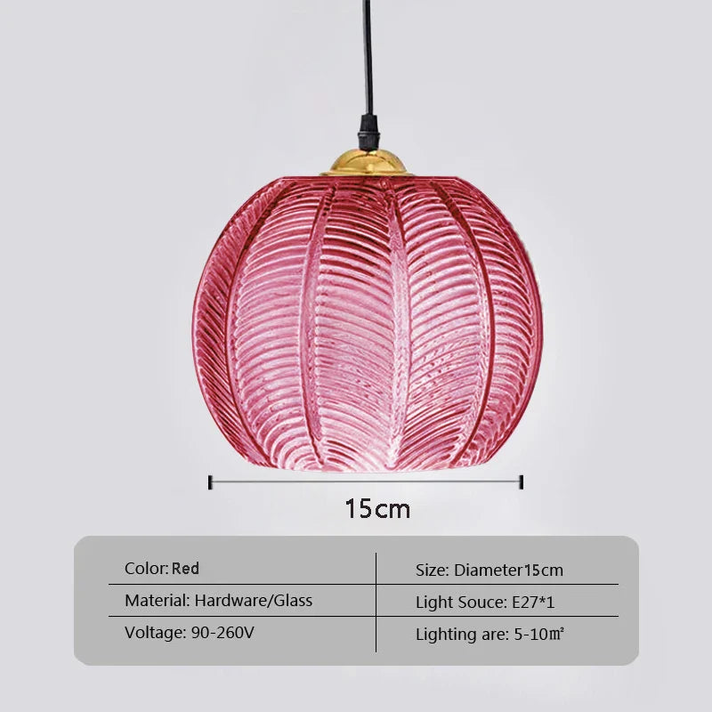 Pendelleuchte Glas mit Blatt | Vitrum