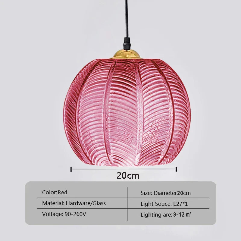 Pendelleuchte Glas mit Blatt | Vitrum