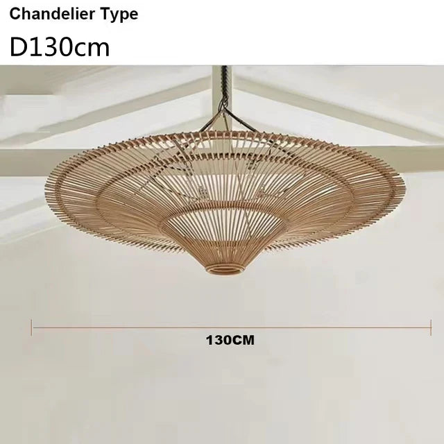 Rattan Pendelleuchte in Ufo Form | Rattan