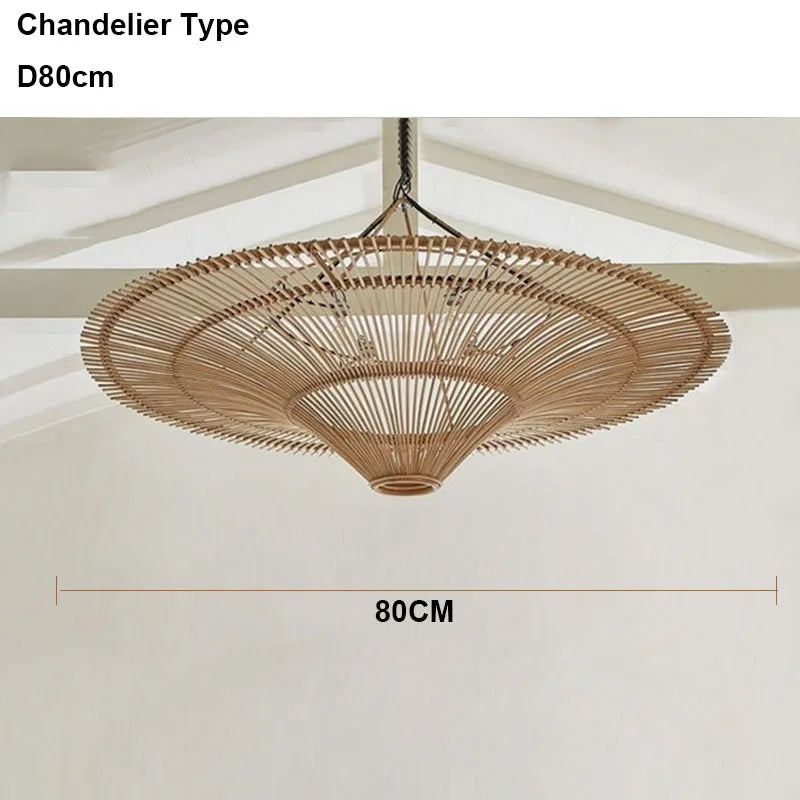 Rattan Pendelleuchte in Ufo Form | Rattan