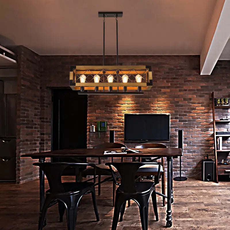 Industrielle Pendelleuchte mit Holz | Luminara