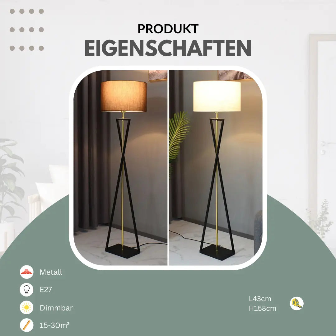 Stehlampe Schwarz und Gold | Convexum