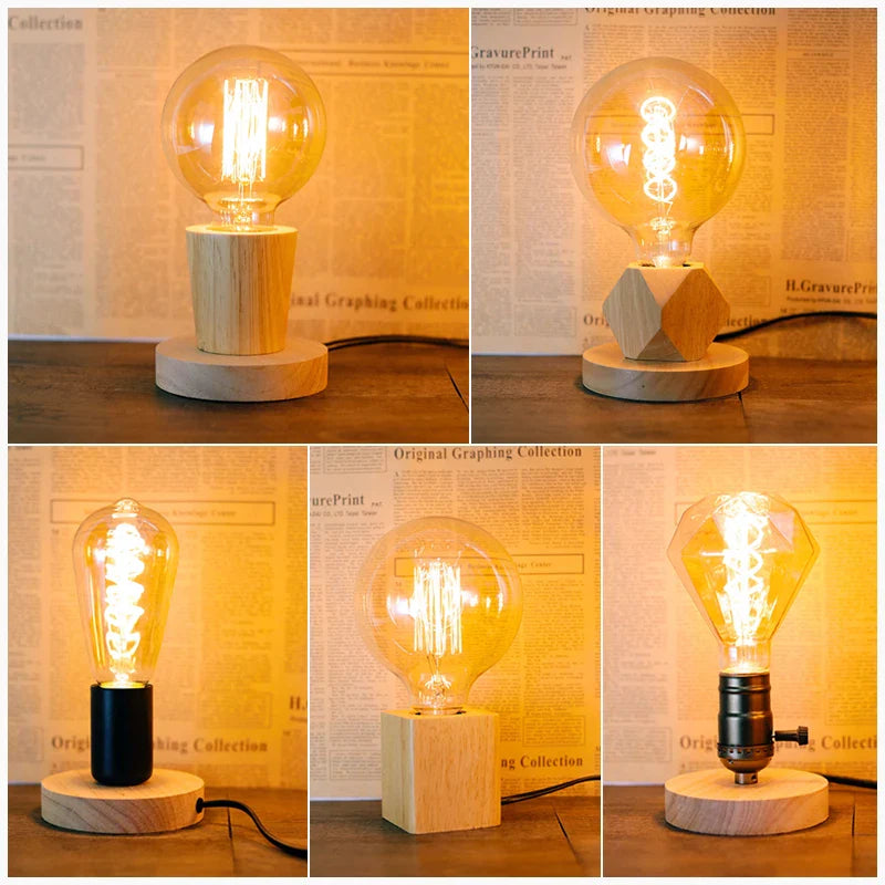 Kleine Tischlampe aus Holz mit Stecker | Lysrum
