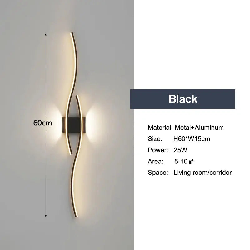 Längliche Wandleuchte in Gold und Schwarz | Aurum