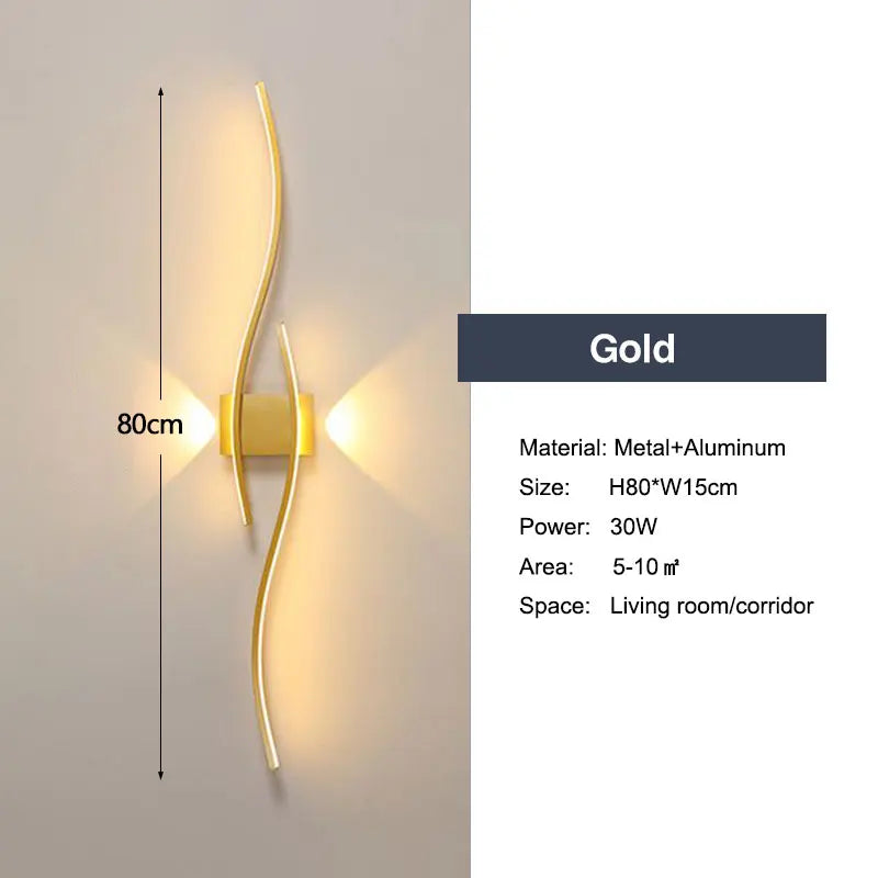 Längliche Wandleuchte in Gold und Schwarz | Aurum