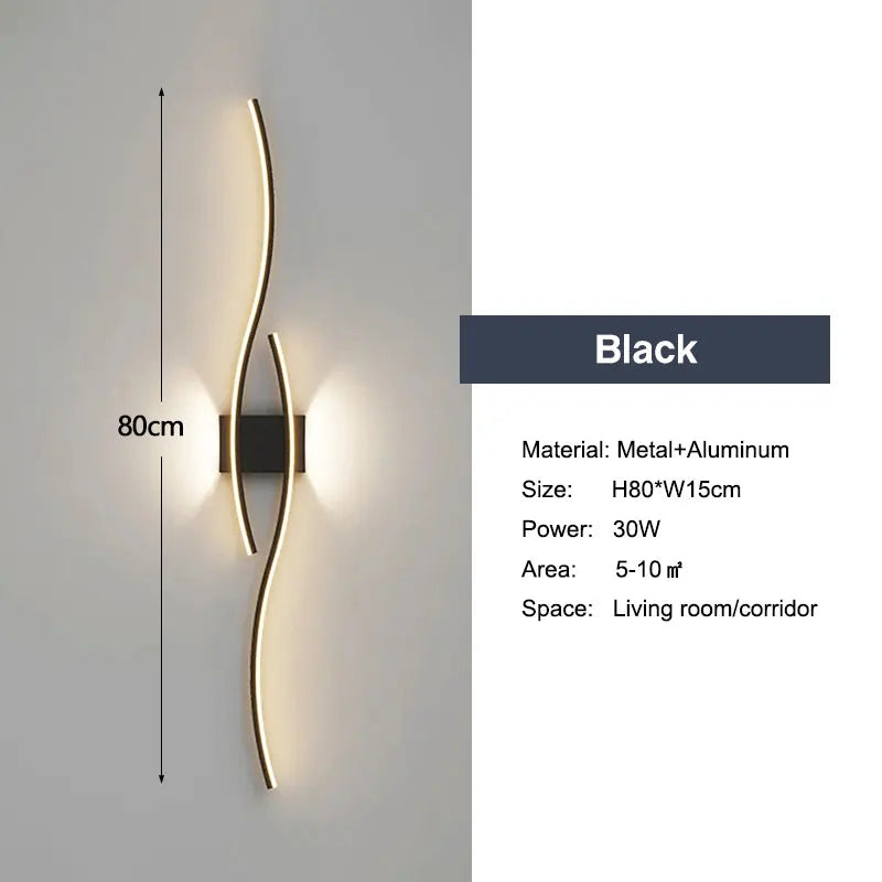 Längliche Wandleuchte in Gold und Schwarz | Aurum