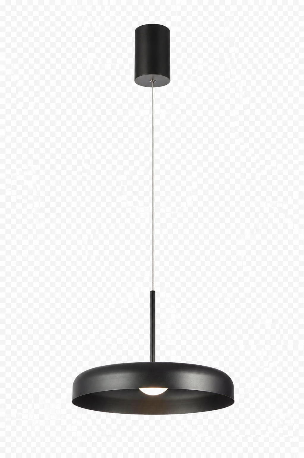 Schwarze Pendelleuchte Dånsk in voller Länge mit schwarzem Baldachin und 150 cm Kabel