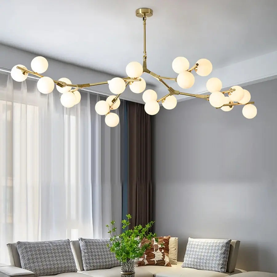 deckenleuchte wohnzimmer mit glaskugeln gold | flora