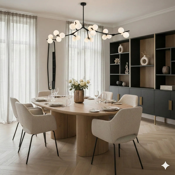 Deckenleuchte Wohnzimmer mit Glaskugeln Schwarz | Flora