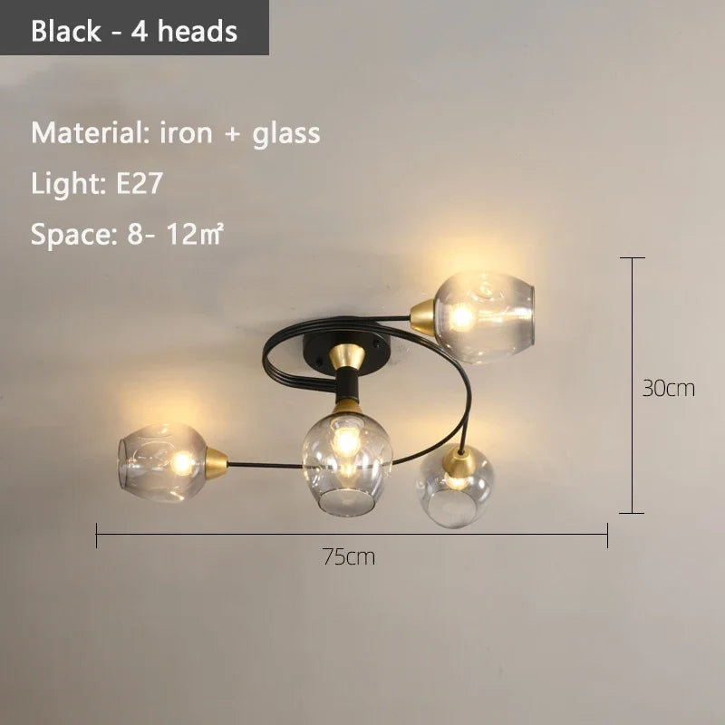 Deckenleuchte mit Glas schwarz oder gold | Convexum