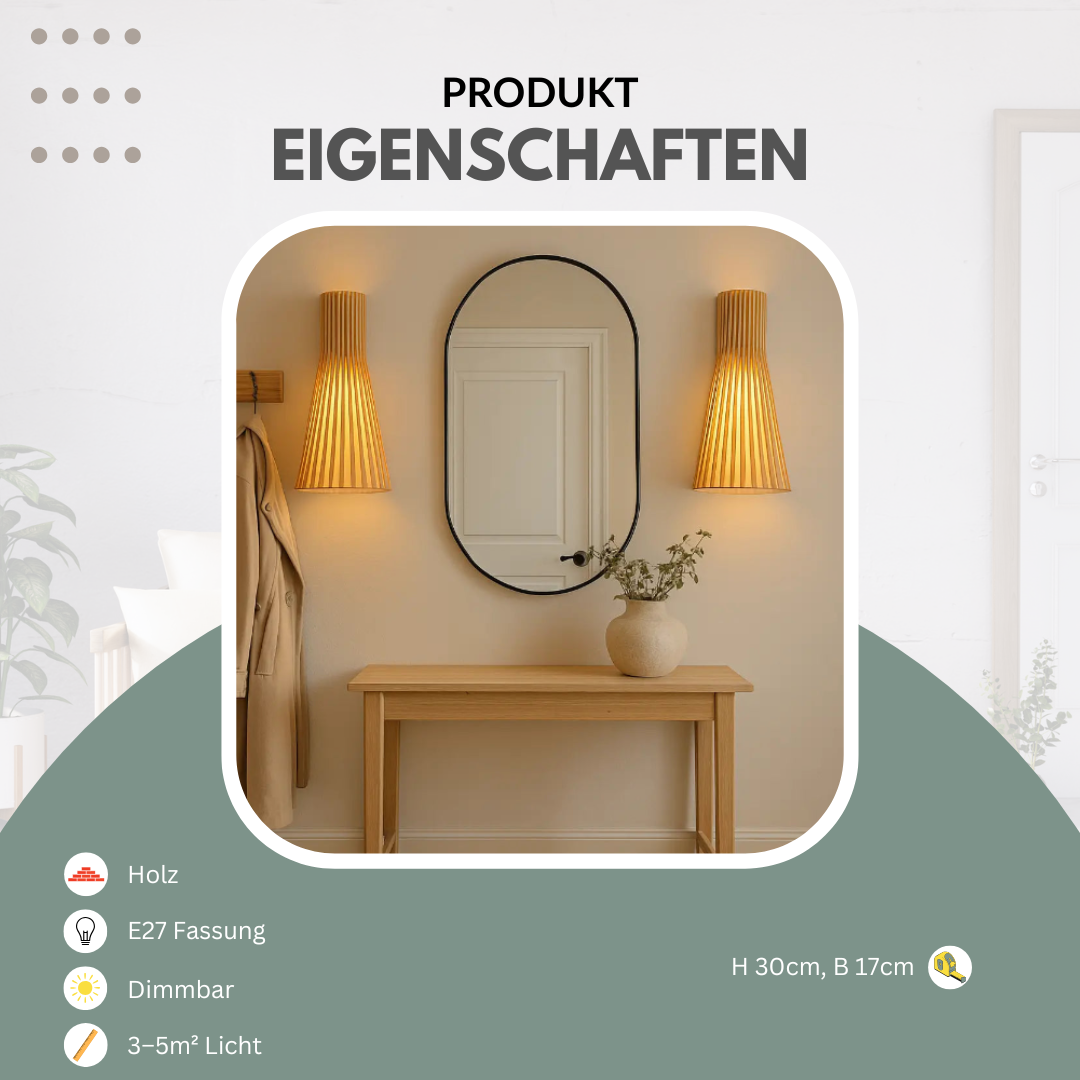 Holz Wandleuchte mit Holz, schwarzem oder weißem Akzent | Lignum