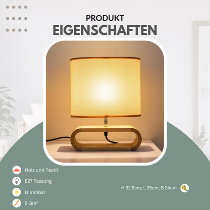 Tischlampe Holz, Rund | Lignum