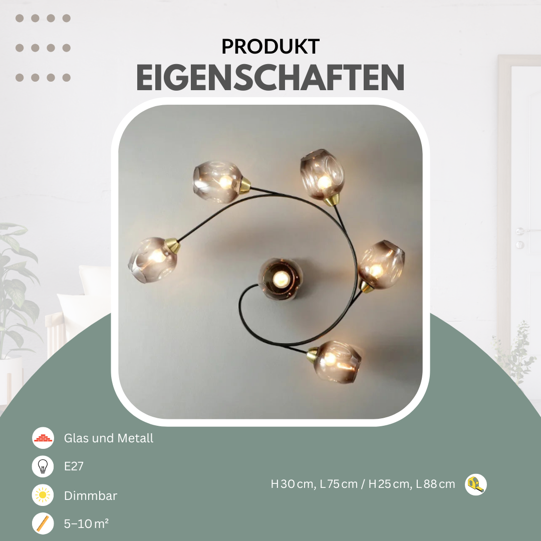 Deckenleuchte mit Glas schwarz oder gold | Convexum