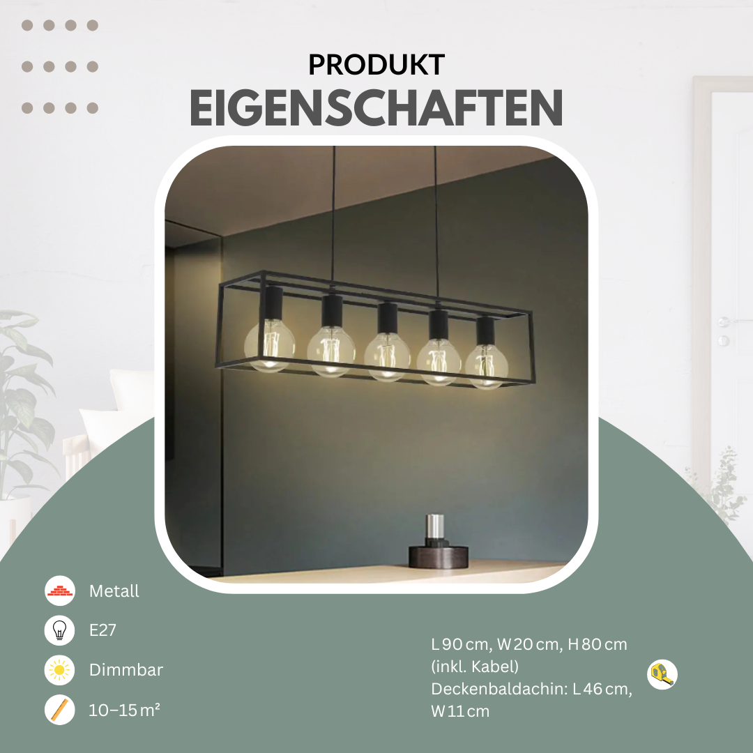 Industrielle Pendelleuchte Metall | Luminara