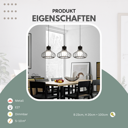 Industrielle Pendelleuchte Schwarz | Luminara