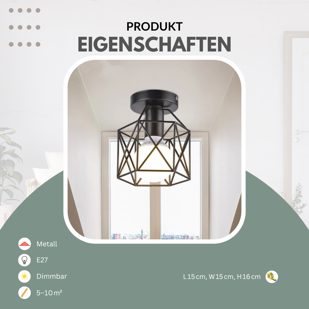 Deckenleuchte schwarz, Industrial | Luminara