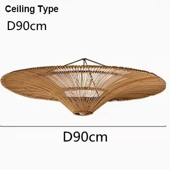 Rattan Deckenleuchte in Ufo Form | Rattan