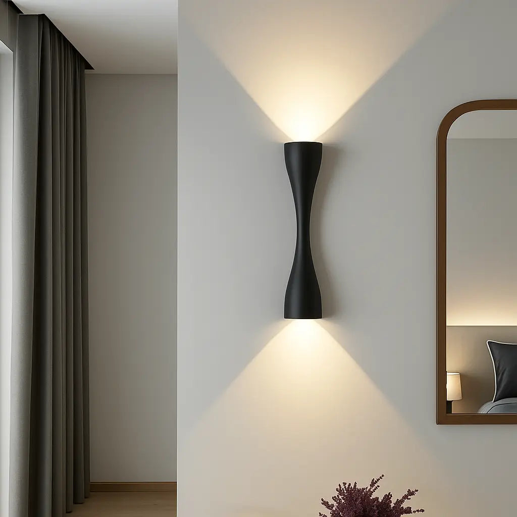 Wandleuchte Wohnzimmer, Lamellenwand | Aurum