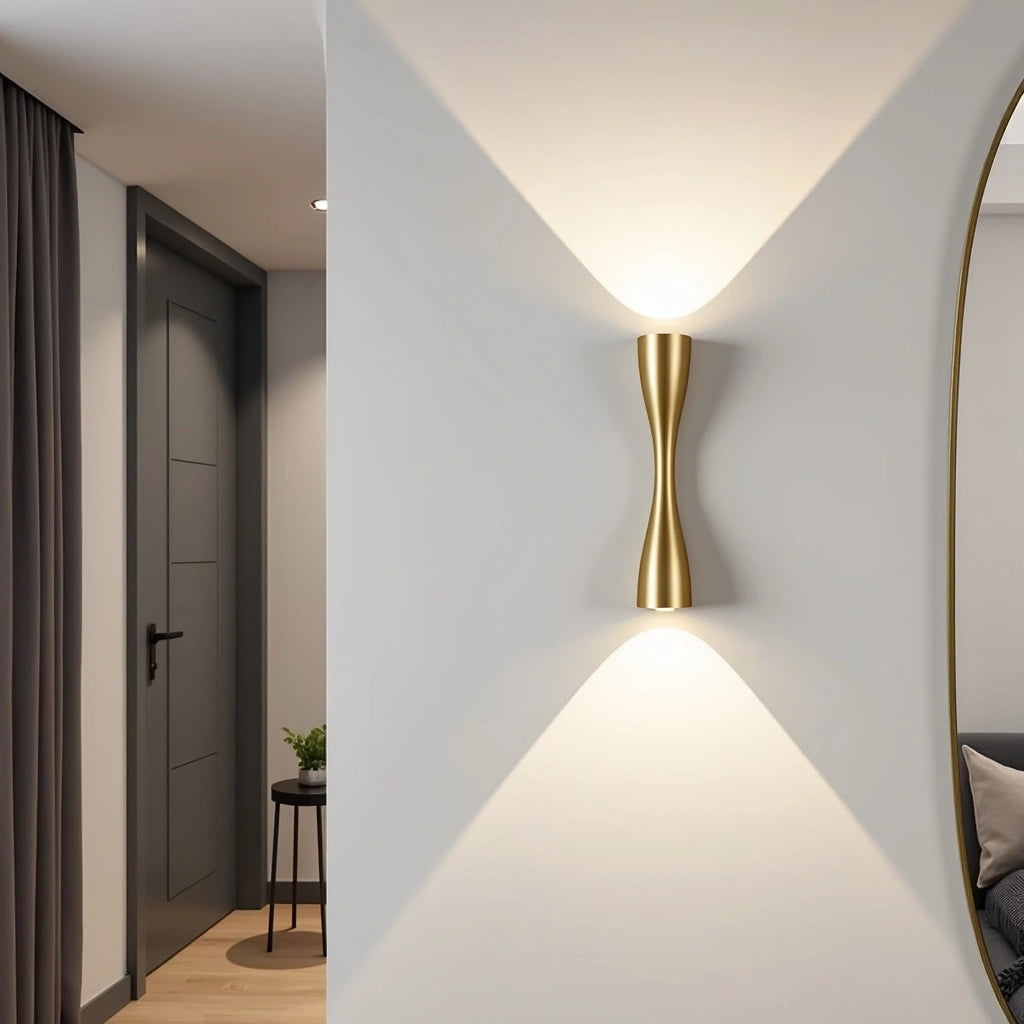 Wandleuchte Wohnzimmer, Lamellenwand | Aurum