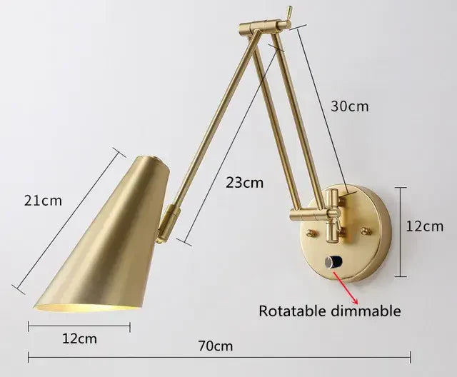 Dimmbare Wandleuchte schwarz und gold | Recte