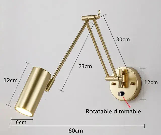 Dimmbare Wandleuchte schwarz und gold | Recte