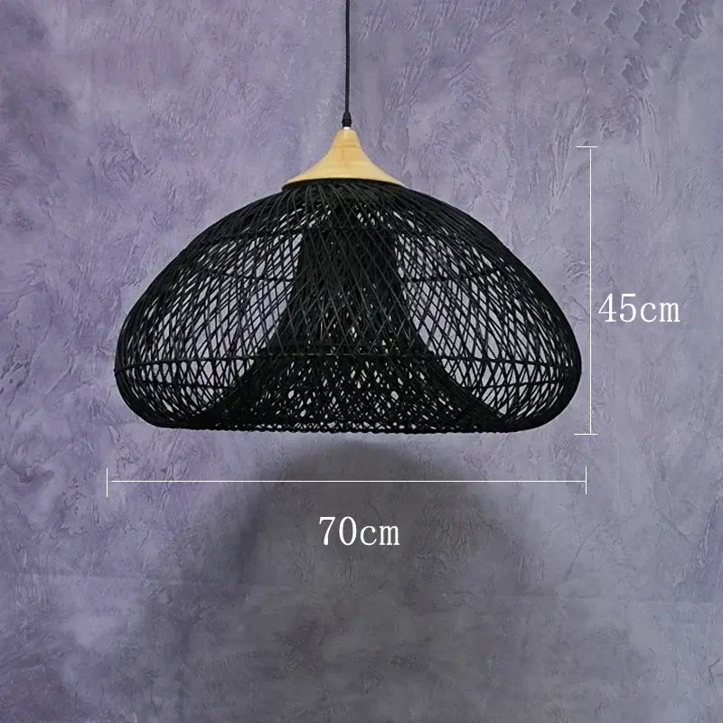 Rattan Pendelleuchte schwarz | Rattan