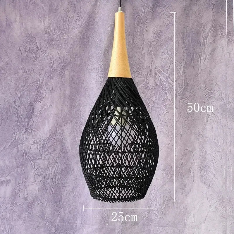 Rattan Pendelleuchte schwarz | Rattan