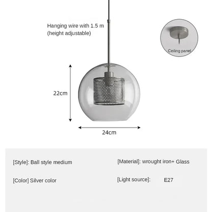 Industrielle Pendelleuchte Glas, Bronze und Silber | Spatium