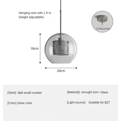 Industrielle Pendelleuchte Glas, Bronze und Silber | Spatium