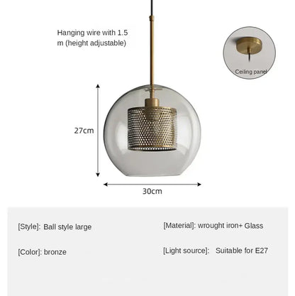 Industrielle Pendelleuchte Glas, Bronze und Silber | Spatium