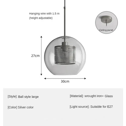 Industrielle Pendelleuchte Glas, Bronze und Silber | Spatium