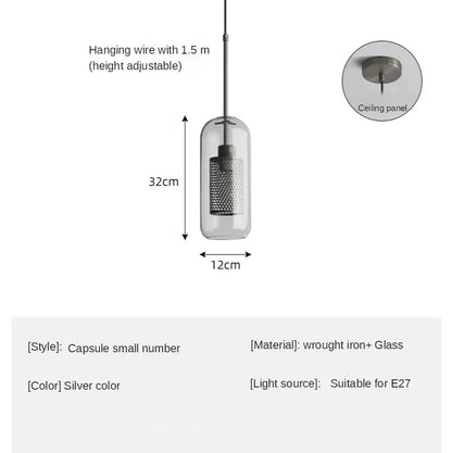 Industrielle Pendelleuchte Glas, Bronze und Silber | Spatium