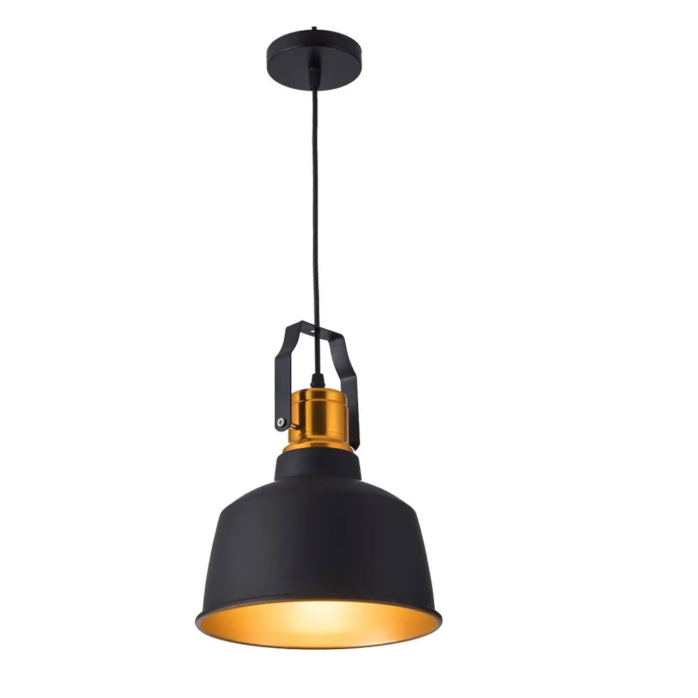 Industrielle Pendelleuchte schwarz mit gold | Luminara