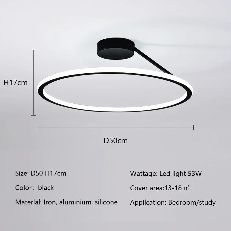 Moderne Deckenleuchte schwarz mit Ring | Lysrum