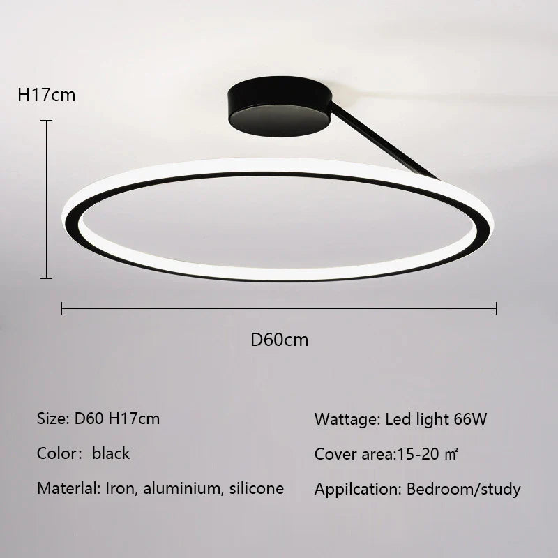 Moderne Deckenleuchte schwarz mit Ring | Lysrum