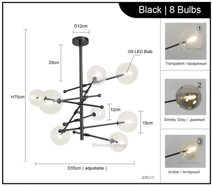 Industrielle Deckenleuchte Glas schwarz | Convexum