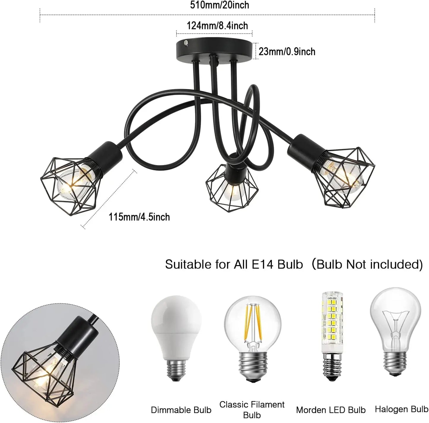 Industrielle Deckenlampe mit Spirale | Luminara