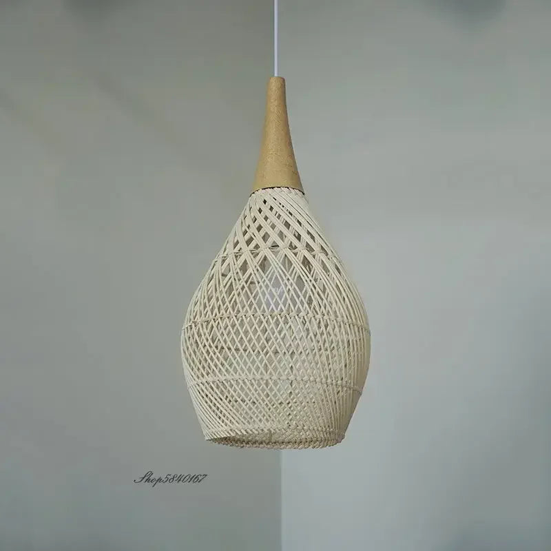 Rattan Pendelleuchte beige | Rattan