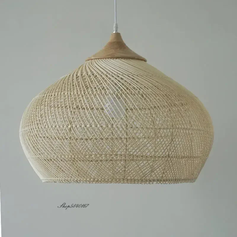 Rattan Pendelleuchte beige | Rattan