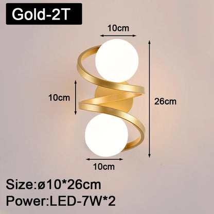 Wandleuchte mit Kringel schwarz oder gold 1- oder 2-teilig | Flora